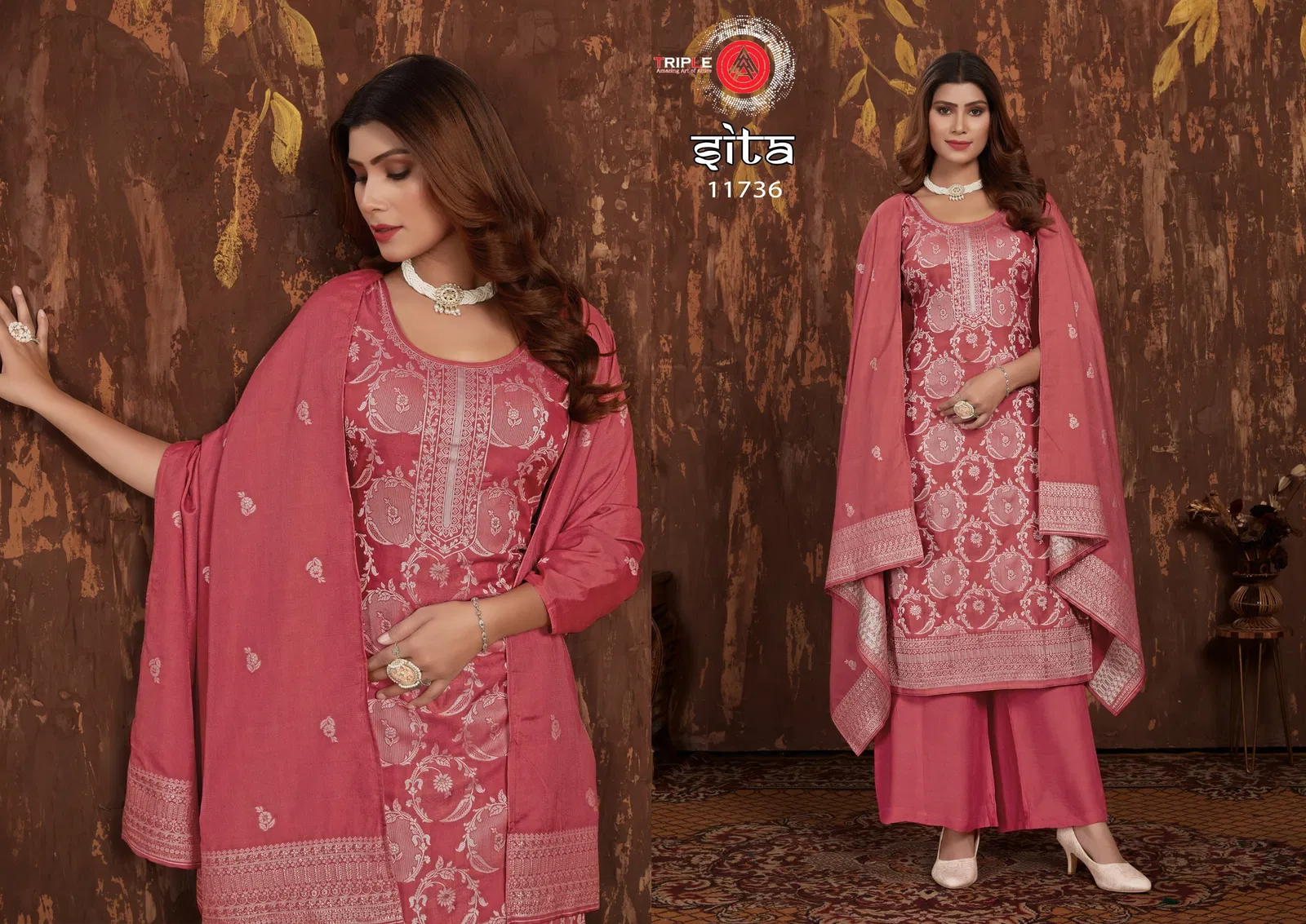 Sita By Triple A Pure Muslin Pure Muslin Lakhnavi Jacquard Dress Material Wholesalers In Delhi